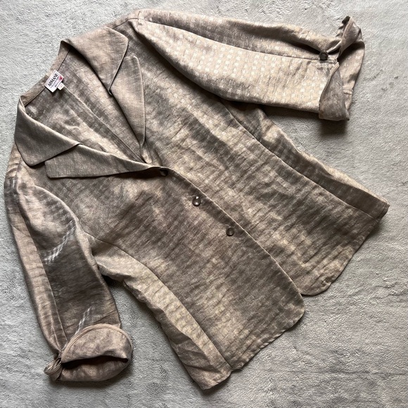 Armani Collezioni Jackets & Blazers - Armani Collezioni Lightweight Metallic Jacquard Knit Blazer Jacket Gold Silver